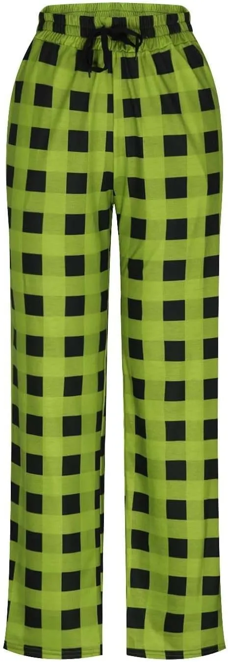 Men's Plaid Pajama Pants,Cotton Flannel Plaid Lounge Bottoms Elastic Waist Drawstring Casual Trousers with Pocket