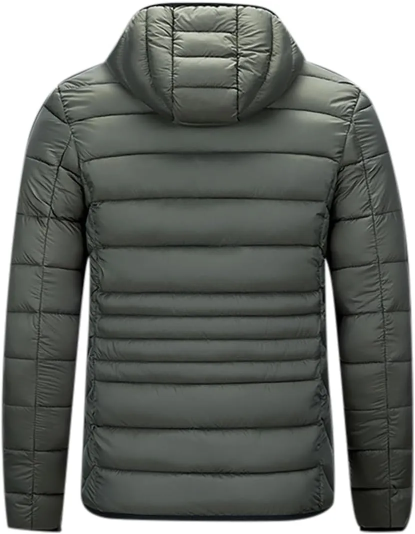 Mens Puffer Jackets Winter Hooded Coats Thicken Warm Overcoats Quilted Down Jacket Zipper Parka Coat Trendy Outerwear