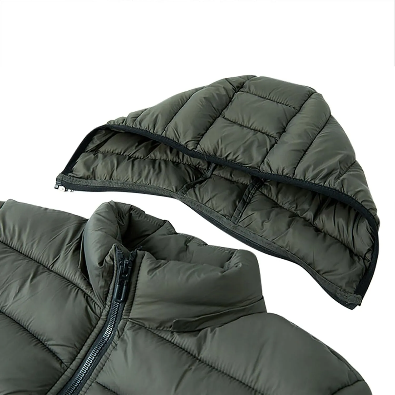 Mens Puffer Jackets Winter Hooded Coats Thicken Warm Overcoats Quilted Down Jacket Zipper Parka Coat Trendy Outerwear
