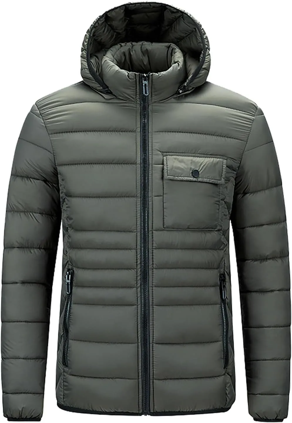 Mens Puffer Jackets Winter Hooded Coats Thicken Warm Overcoats Quilted Down Jacket Zipper Parka Coat Trendy Outerwear