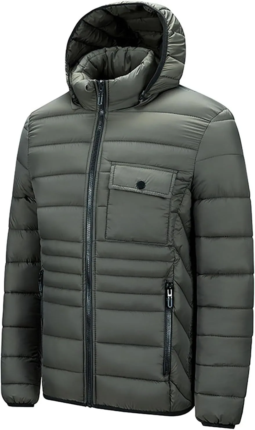 Mens Puffer Jackets Winter Hooded Coats Thicken Warm Overcoats Quilted Down Jacket Zipper Parka Coat Trendy Outerwear