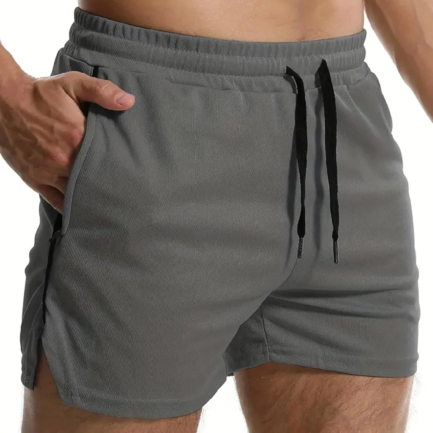 Mens Running Shorts Quick Dry Gym Athletic Workout Shorts Sports Split Bottoms for Men with Pockets