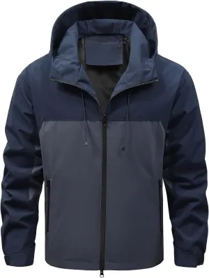 Men's Soft Shell Jackets Lightweight Waterproof Hooded Rain Jacket Outdoor Raincoat Shell Jacket for Hiking Travel