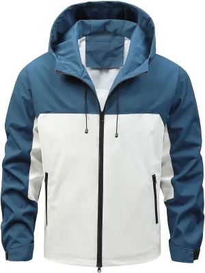 Men's Soft Shell Jackets Lightweight Waterproof Hooded Rain Jacket Outdoor Raincoat Shell Jacket for Hiking Travel