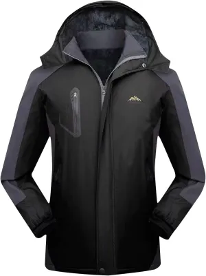 Men's Waterproof Ski Jacket Winter Warm Snow Coat Windproof Mountain Raincoat Hiking Outdoor Hooded Jackets for Mens