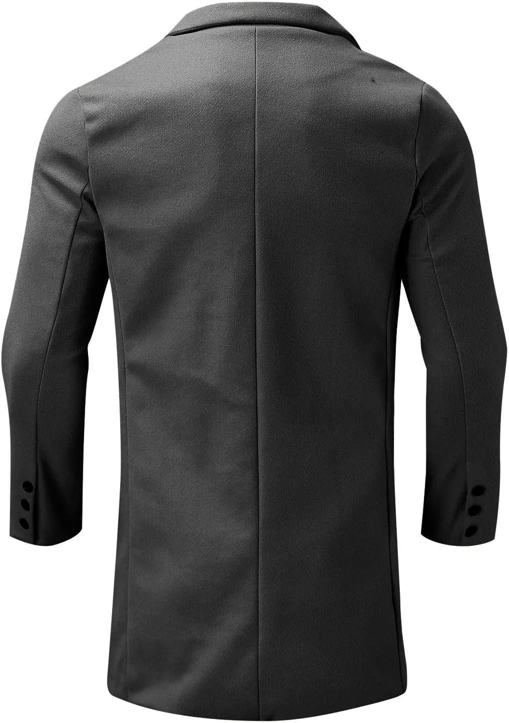 Mens Wool Blend Trench Coat Mid-Length Notched Collar Long Top Pea Coats Business Single Breasted Jacket Overcoat