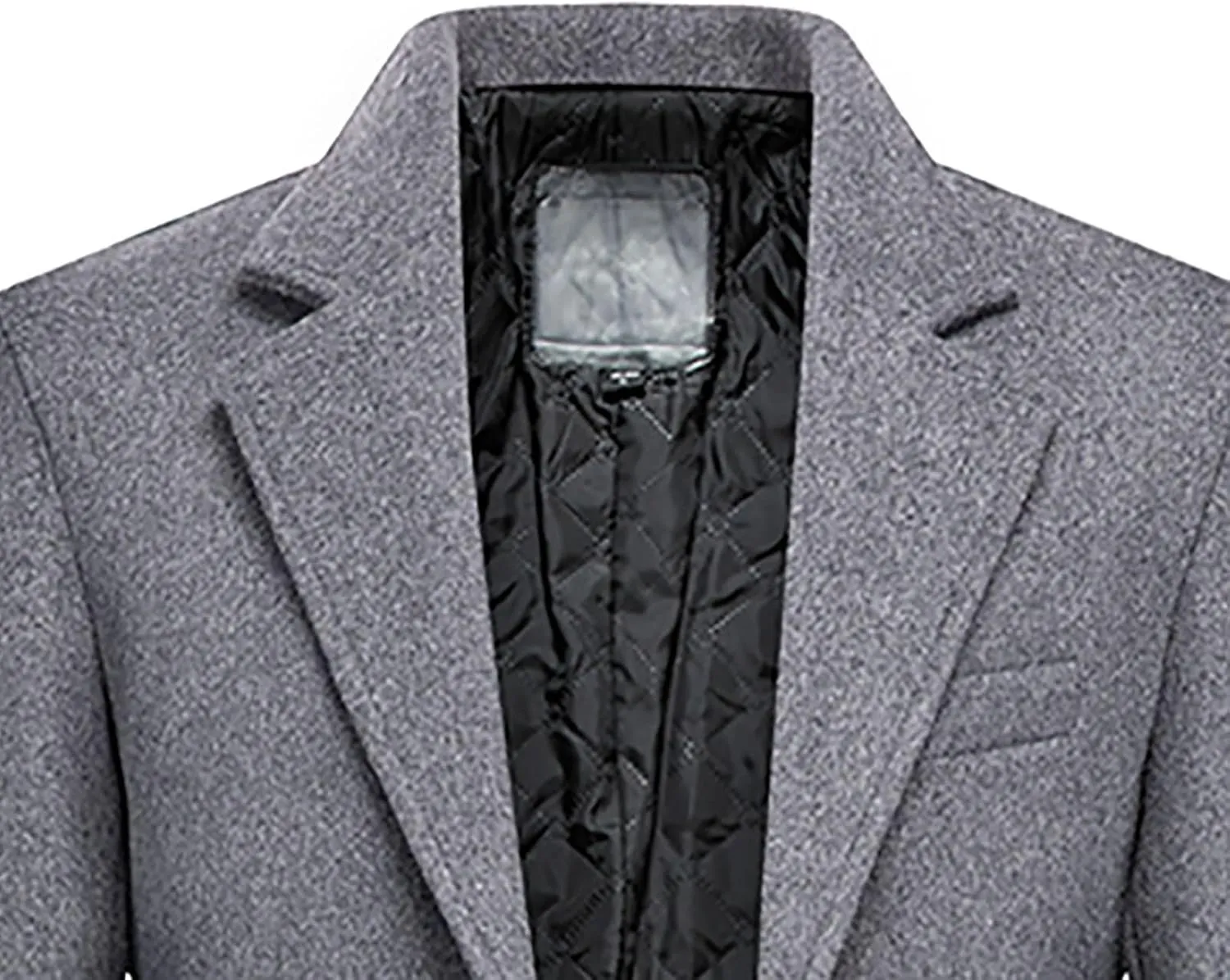 Mens Wool Blend Trench Coat Single Breasted Notch Lapel Walker Mid-Length Classic Pea Top Coats Winter Warm Comfy Overcoats