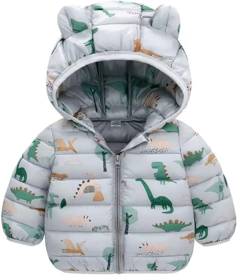 Mmoneyake Winter Down Coats for Kids Baby Boys Girls Lightweight Puffer Padded Jacket with Bear Hoods Warm Infant Outerwear