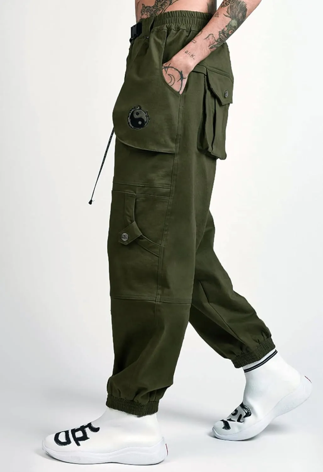 Niepce Inc Japanese Streetwear Cargo Pants for Men with Straps