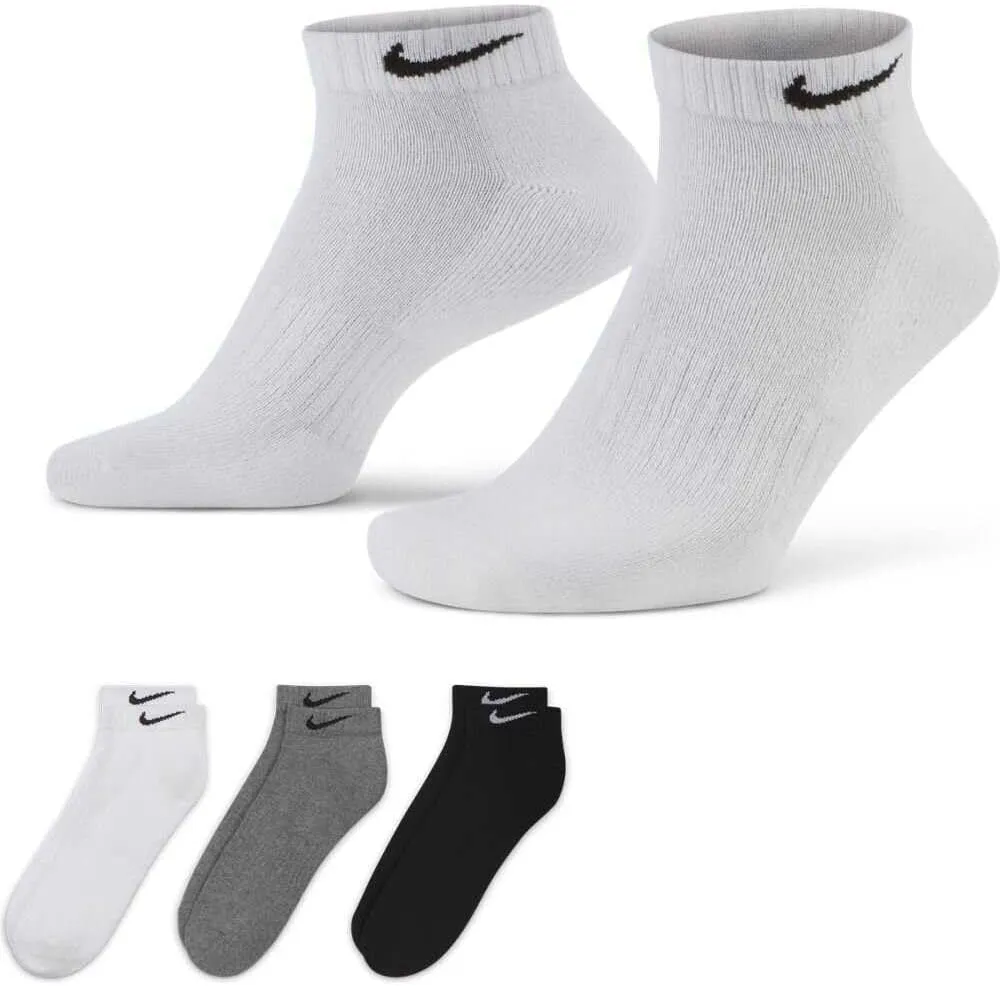 Nike Unisex Everyday Cushioned Training Low Socks (3 Pairs), Multi-Color, Small