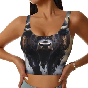 North American Bison Women's Sexy Sports Vest Sleeveless Athletic Gym T-Shirts Vest U-Shaped Back Quick Dry Top