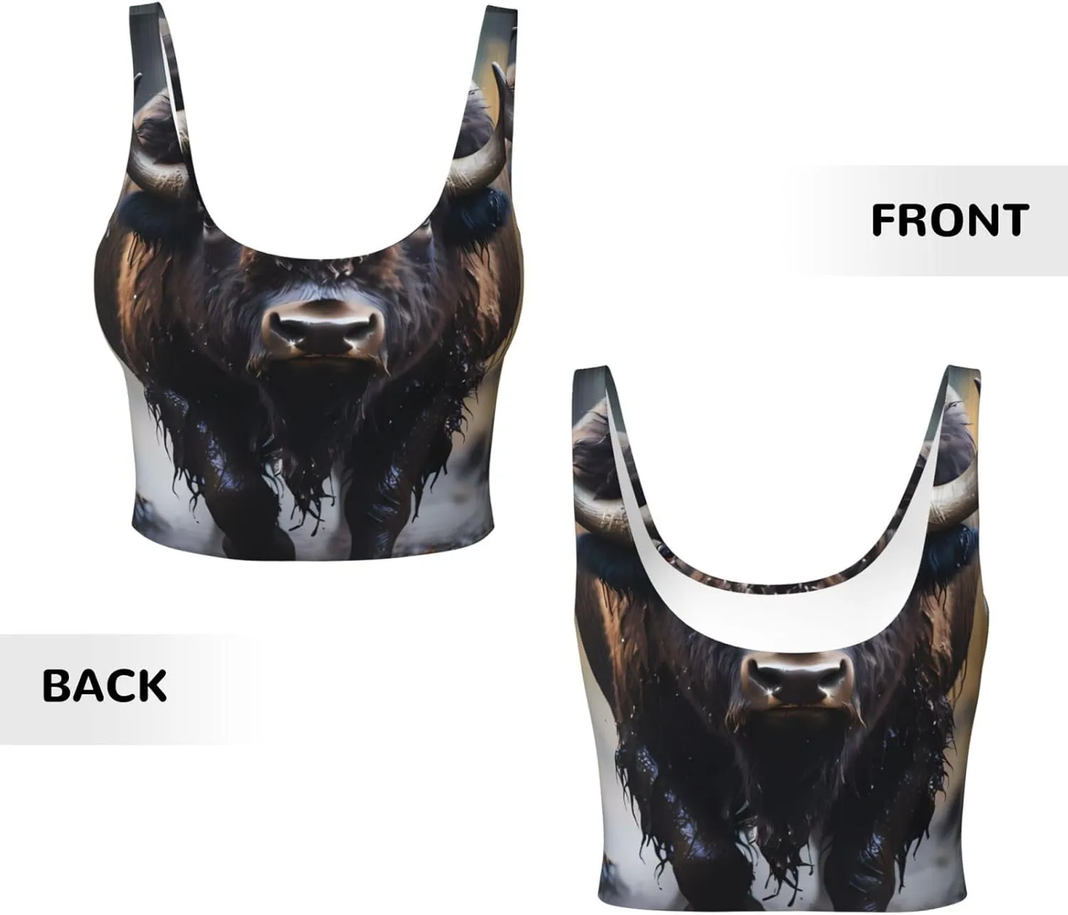 North American Bison Women's Sexy Sports Vest Sleeveless Athletic Gym T-Shirts Vest U-Shaped Back Quick Dry Top