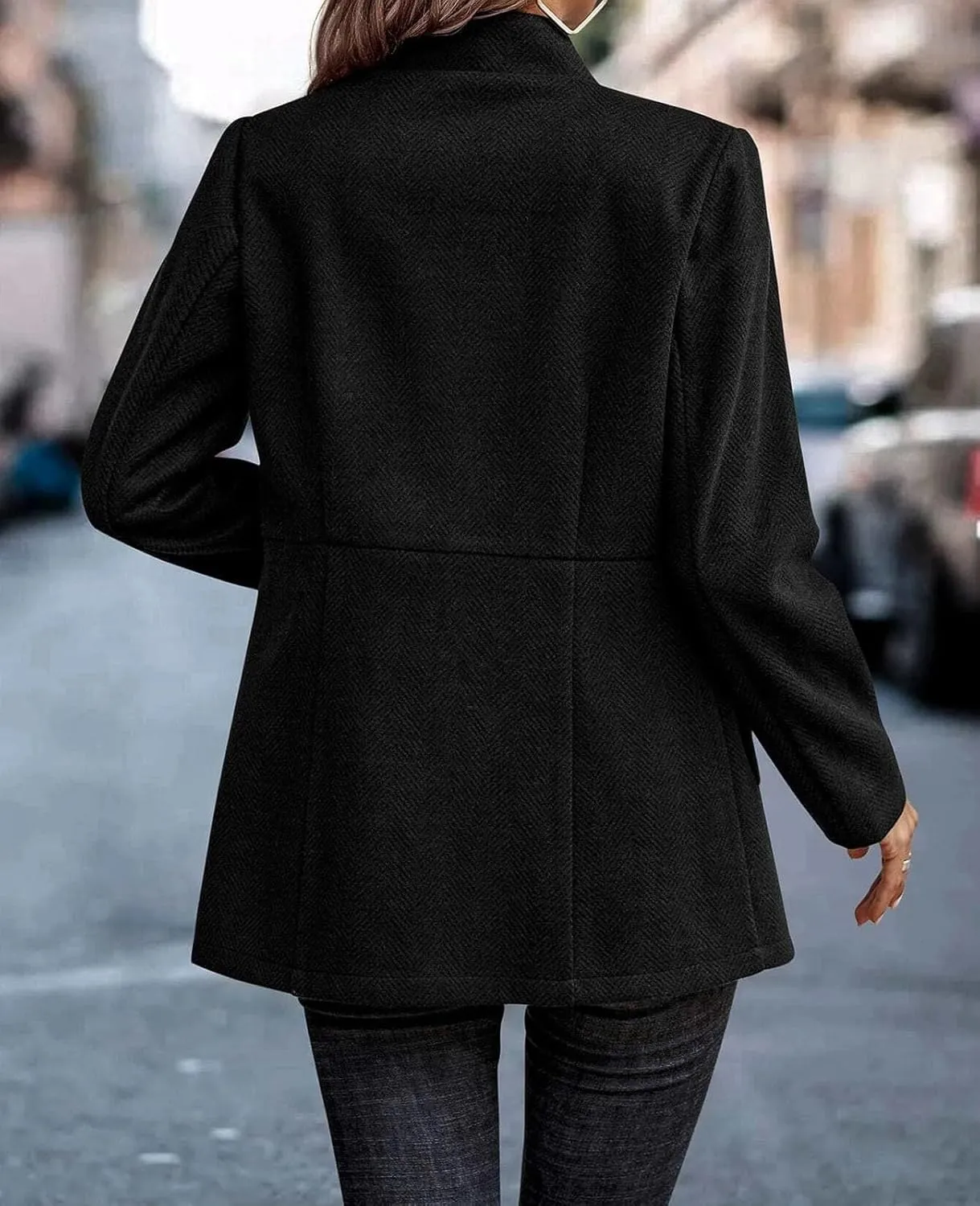 Oymyakon Women's Winter Stand Collar Coats Wool Blend Jackets Slim Fit Outerwear