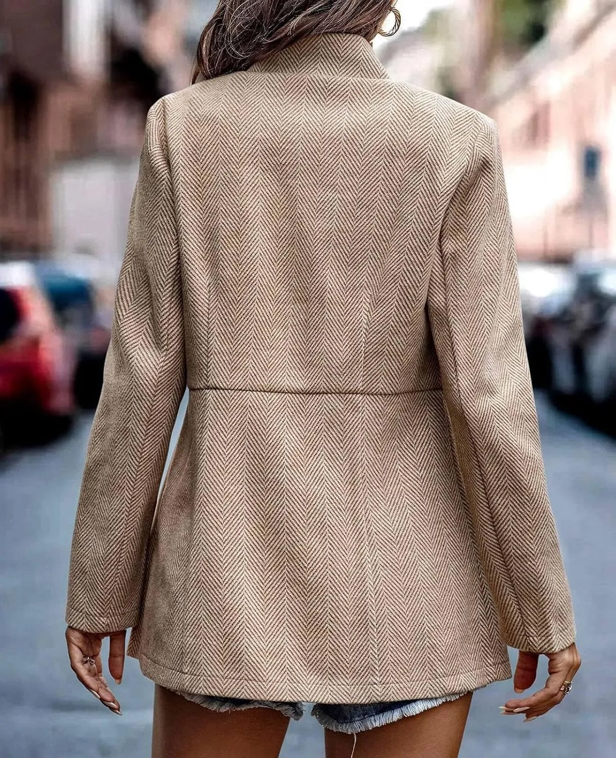 Oymyakon Women's Winter Stand Collar Coats Wool Blend Jackets Slim Fit Outerwear