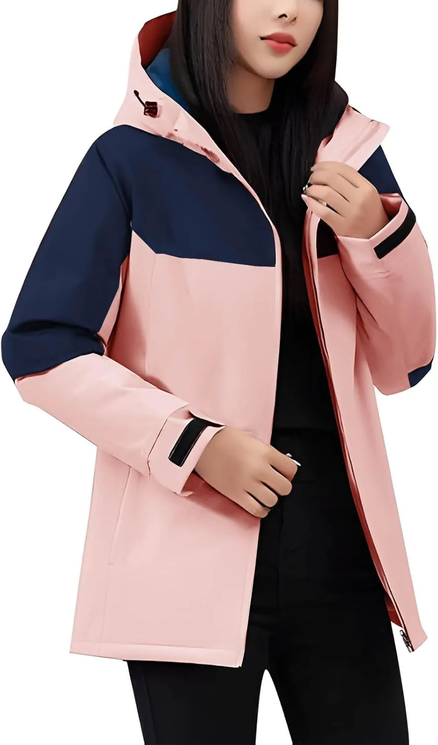 Patchwork Rain Jackets Waterproof With Hood Lightweight Shell Raincoat Windbreaker For Cycling Golf Travel for Women