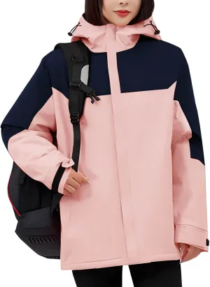 Patchwork Rain Jackets Waterproof With Hood Lightweight Shell Raincoat Windbreaker For Cycling Golf Travel for Women