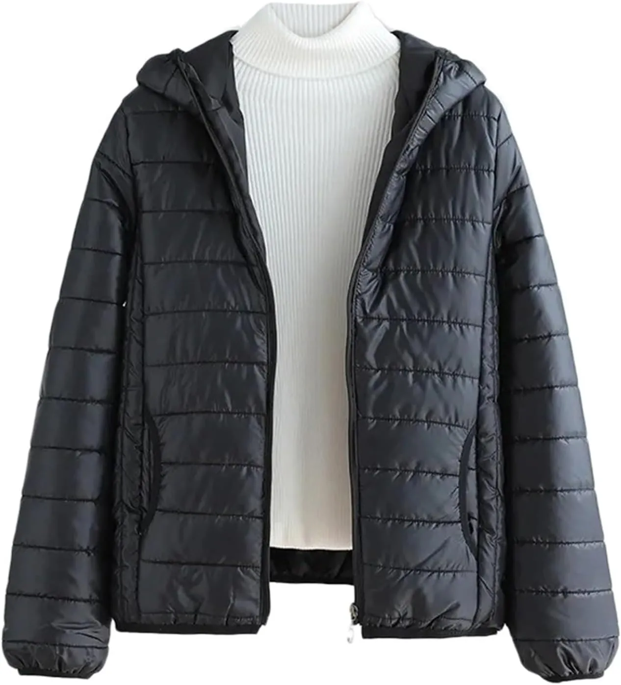 Puffer Jackets for Women Packable Down Jacket Lightweight Quilted Coat Long Puffer Coat with Pockets Winter Clothes