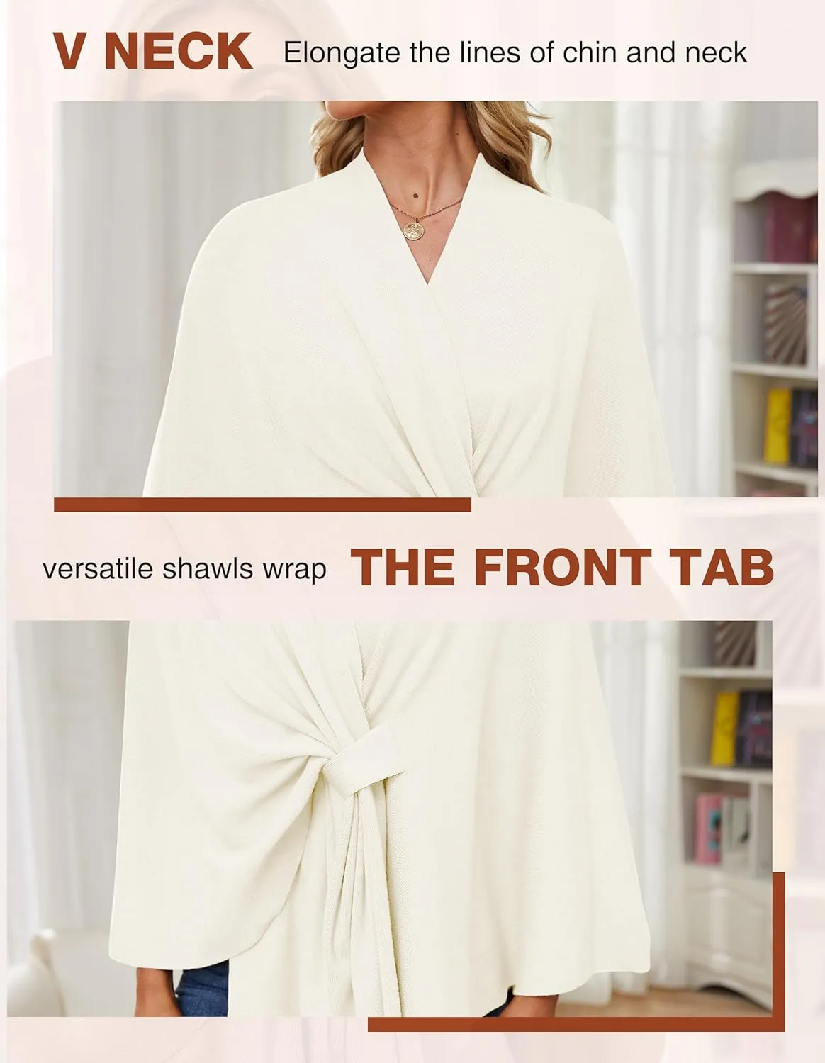 PULI Women's Elegant Shawl Wraps Soft Open Front Poncho Sweater for Spring Fall Winter