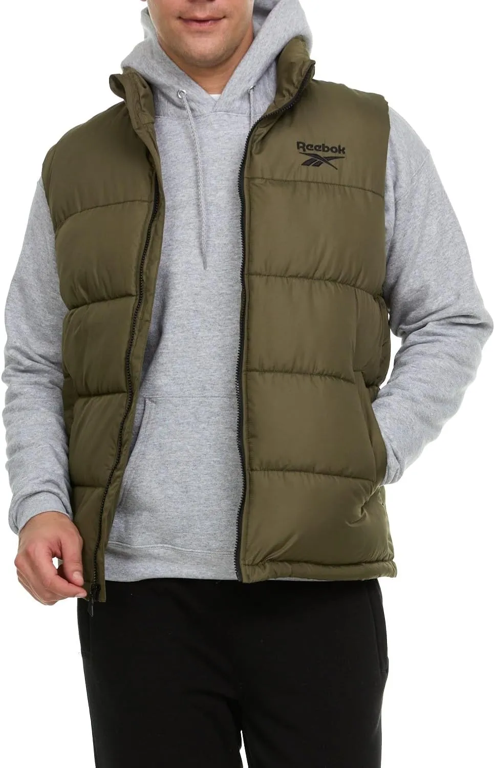 Reebok Mens Puffer Vest for Winter, Lightweight Down Alternative, Men's Outerwear Vests, Winter Vest for Men, Puffy Vest