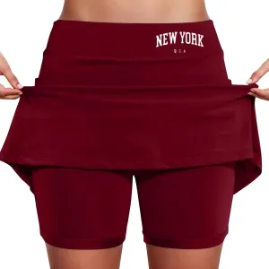 Skorts for Women with Pocket Casual Plus Size Tummy Control Tennis Skirts with Shorts Underneath High Waist Golf Skirt