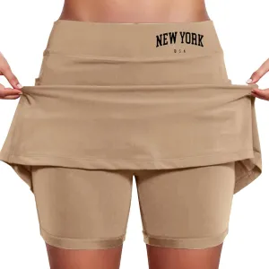 Skorts for Women with Pocket Casual Plus Size Tummy Control Tennis Skirts with Shorts Underneath High Waist Golf Skirt