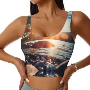 Sunset Stream Women's Sexy Sports Vest Sleeveless Athletic Gym T-Shirts Vest U-Shaped Back Quick Dry Top