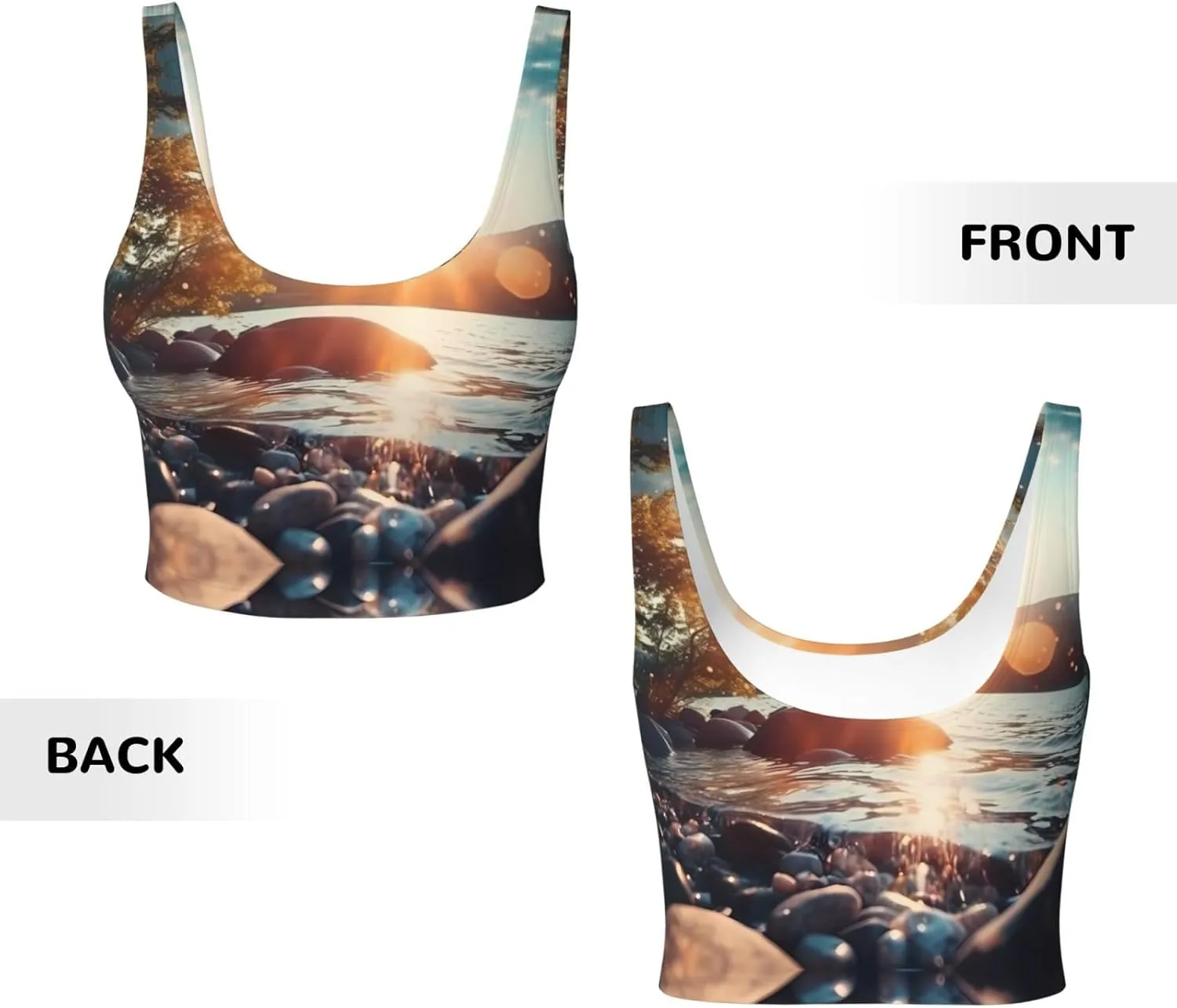 Sunset Stream Women's Sexy Sports Vest Sleeveless Athletic Gym T-Shirts Vest U-Shaped Back Quick Dry Top