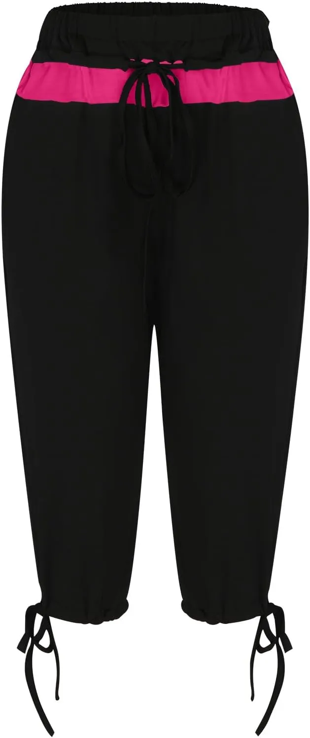 TANGNADE Women's Capri Joggers Athletic Casual Soft Sweatpants with Pockets Elastic Waist Drawstring Travel Bottoms Summer