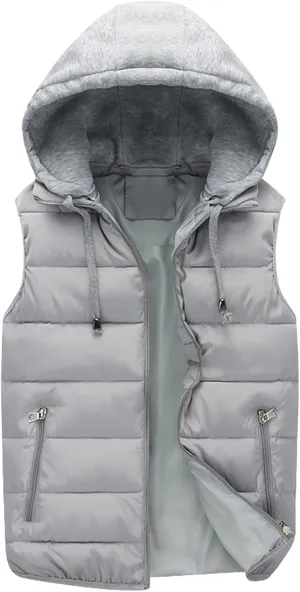 Thatrich Mens Hoodie Puffer Vest Sleeveless Lightweight Quilted Jackets Zip Up Winter Vests Casual Cozy Jacket Removable Hood