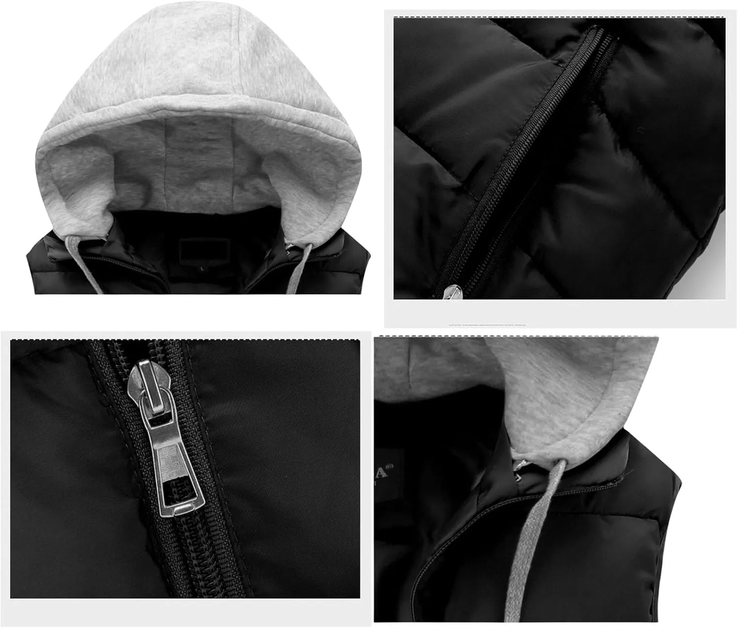 Thatrich Mens Hoodie Puffer Vest Sleeveless Lightweight Quilted Jackets Zip Up Winter Vests Casual Cozy Jacket Removable Hood