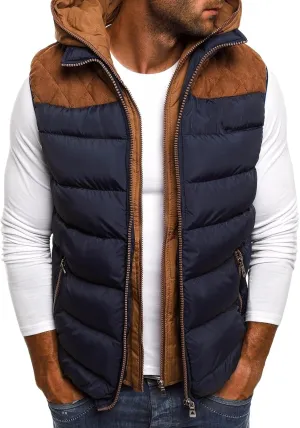 Thatrich Men's Puffer Vest Padded Vests Puffy Sleeveless Coats Thermal Outdoor Jackets Hooded Down Gilet Winter Coat Outwear