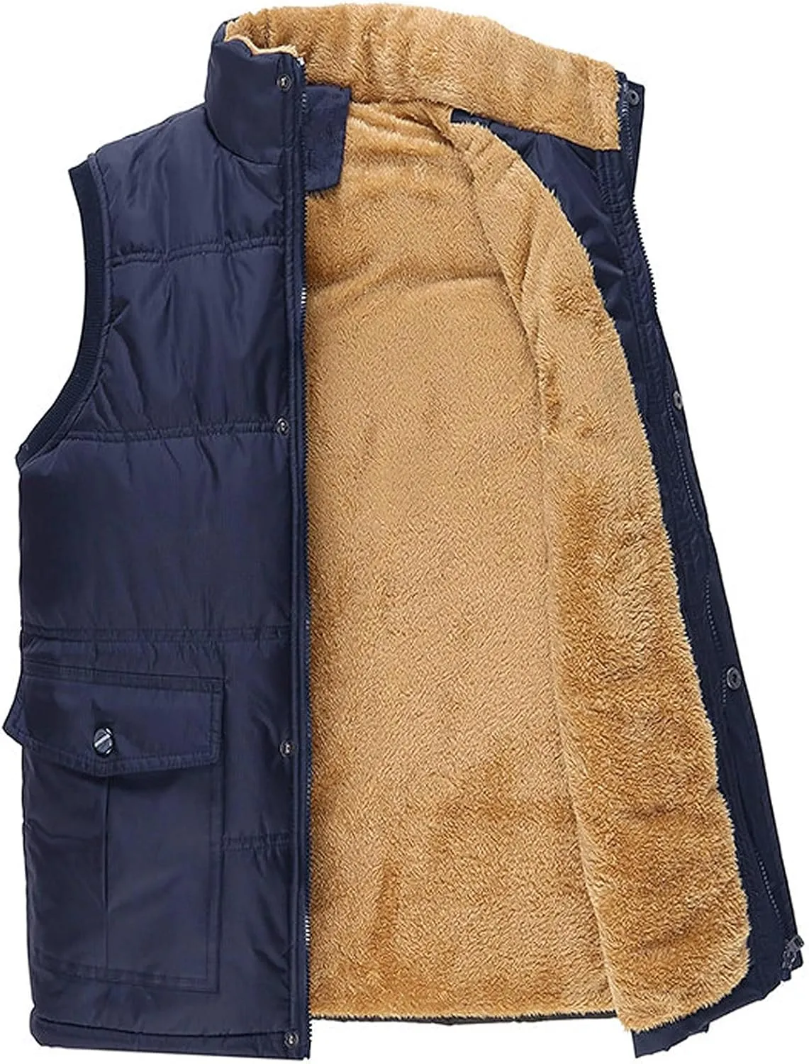 Thatrich Mens Winter Puffer Vest Outerwear Fleece Lined Sleeveless Jacket Warm Outdoor Vests Lightweight Quilted Jacket Coats
