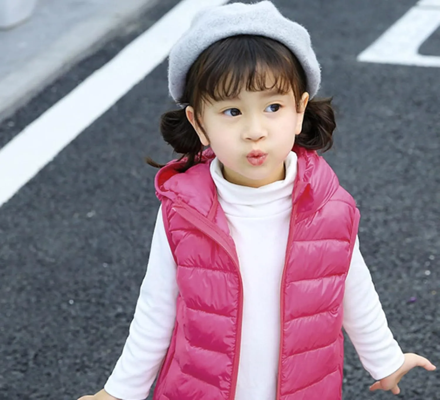 Toddler Baby Boys Girls Solid Color Light Puffer Down Vest Coat Sleeveless Hoodie Outside Winter Jacket for Teenagers
