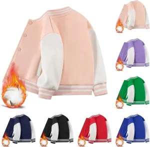 Toddler Baby Boys Girls Varsity Baseball Jacket Cute Bomber Jacket Warm Cotton Lined Puffer Down