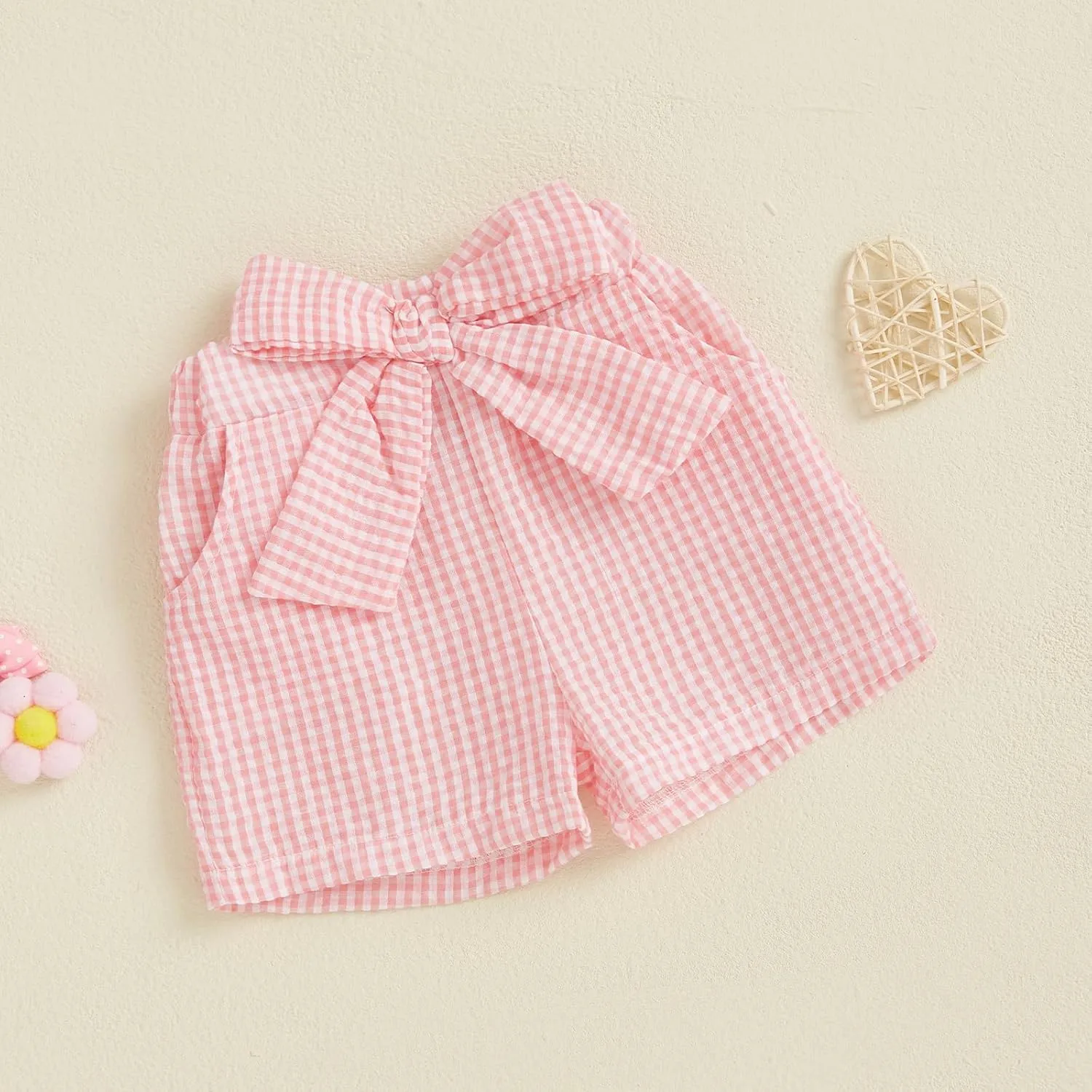 Toddler Baby Girls Gingham Seersucker Shorts Elastic Waist Striped Plaid Shorts Summer Casual Short Pants Bottoms