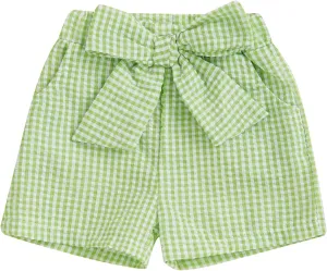Toddler Baby Girls Gingham Seersucker Shorts Elastic Waist Striped Plaid Shorts Summer Casual Short Pants Bottoms
