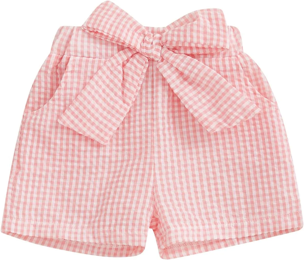 Toddler Baby Girls Gingham Seersucker Shorts Elastic Waist Striped Plaid Shorts Summer Casual Short Pants Bottoms