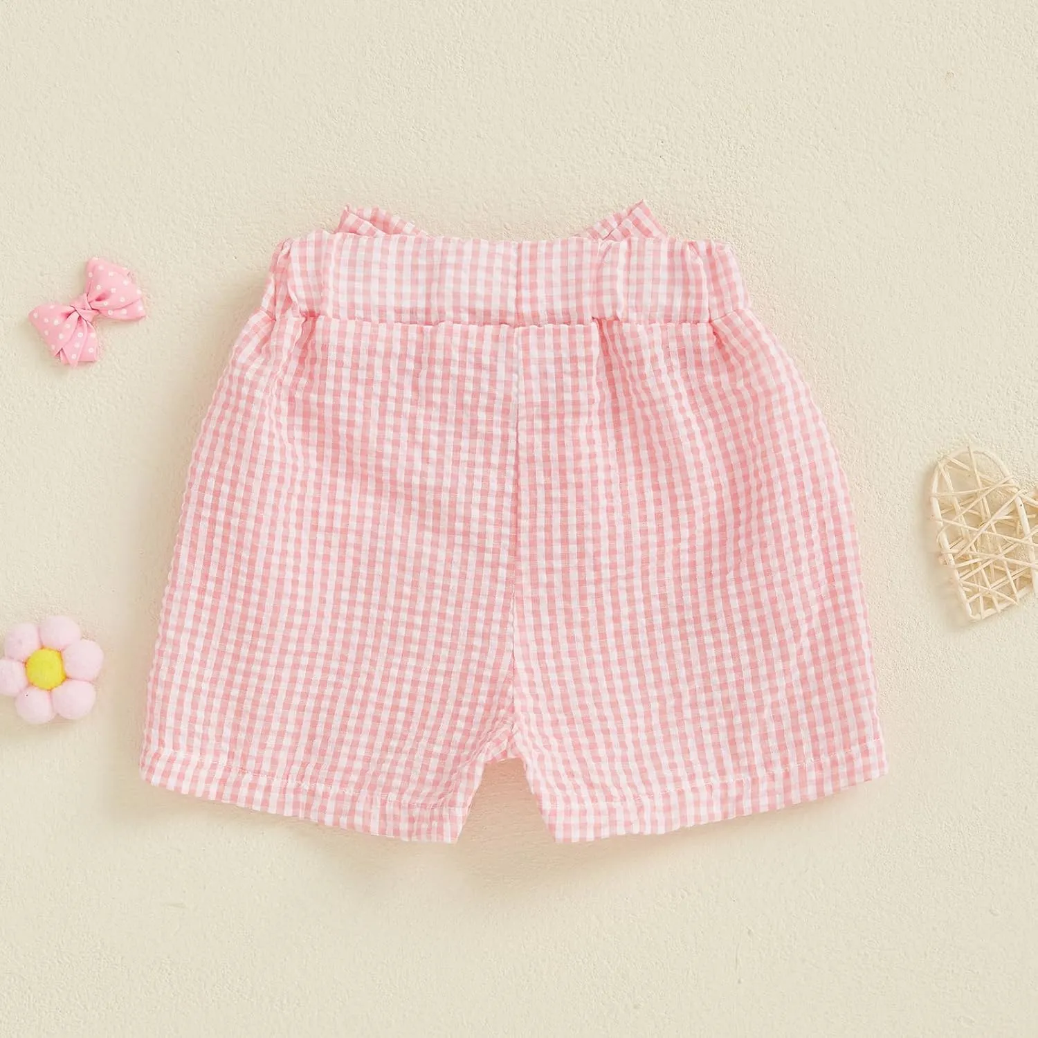 Toddler Baby Girls Gingham Seersucker Shorts Elastic Waist Striped Plaid Shorts Summer Casual Short Pants Bottoms