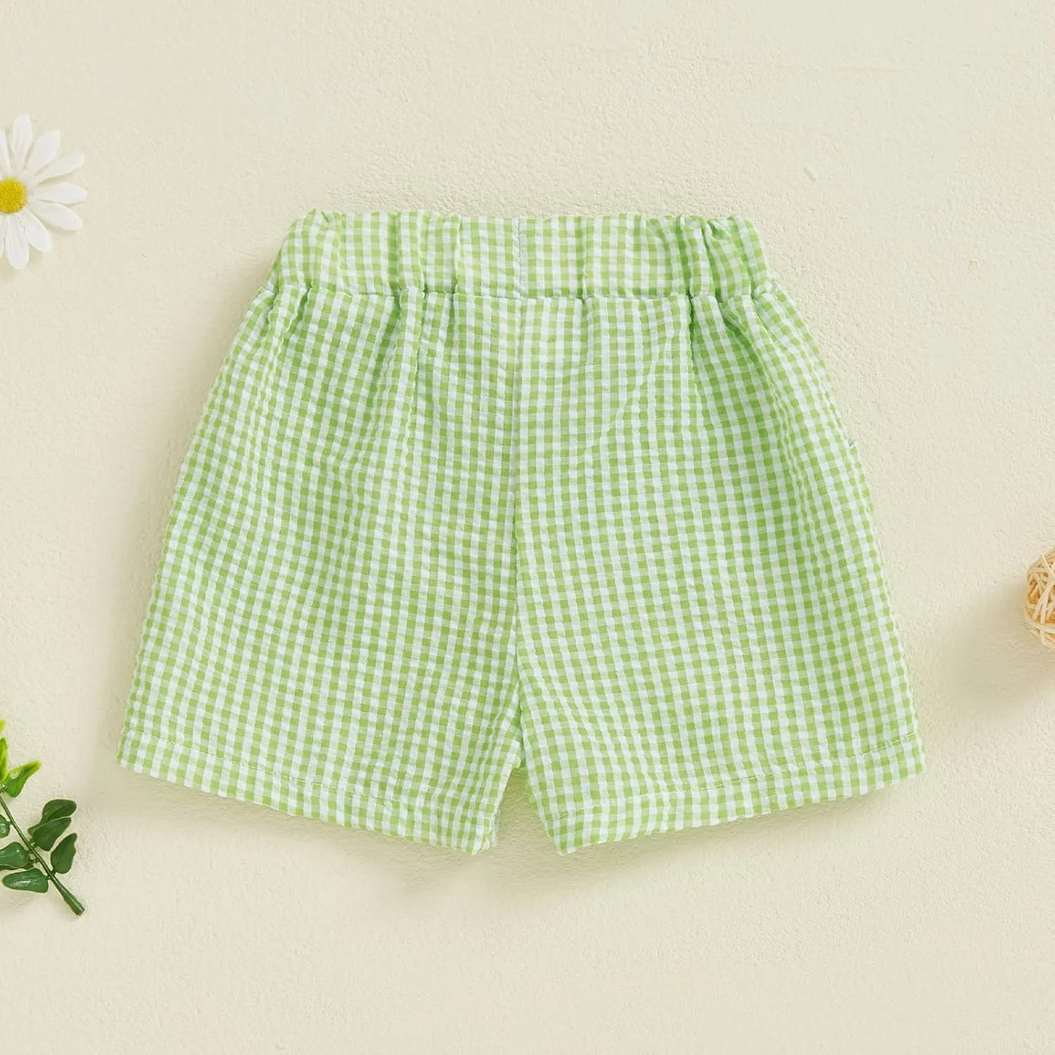 Toddler Baby Girls Gingham Seersucker Shorts Elastic Waist Striped Plaid Shorts Summer Casual Short Pants Bottoms