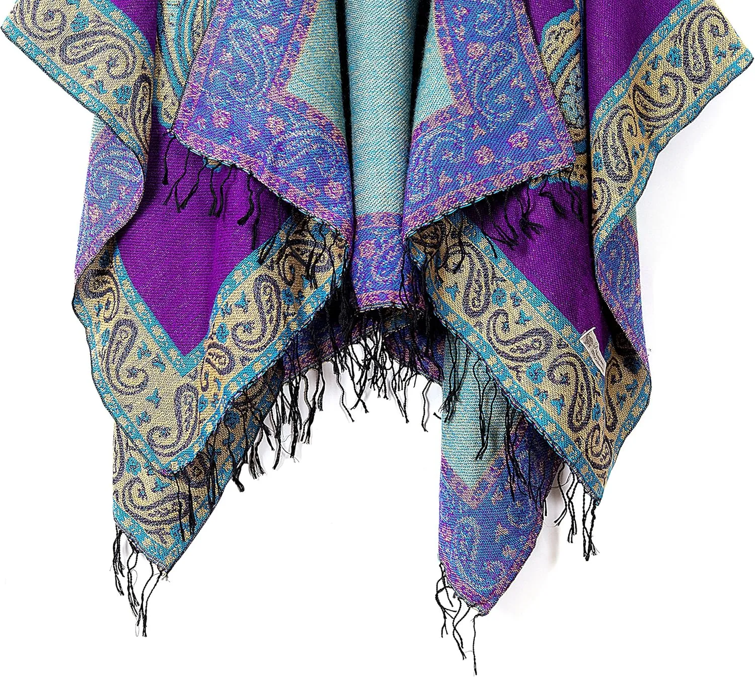 Urban CoCo Women's Retro Style Vintage Pattern Tassel Poncho Shawl Cape Wraps For Women