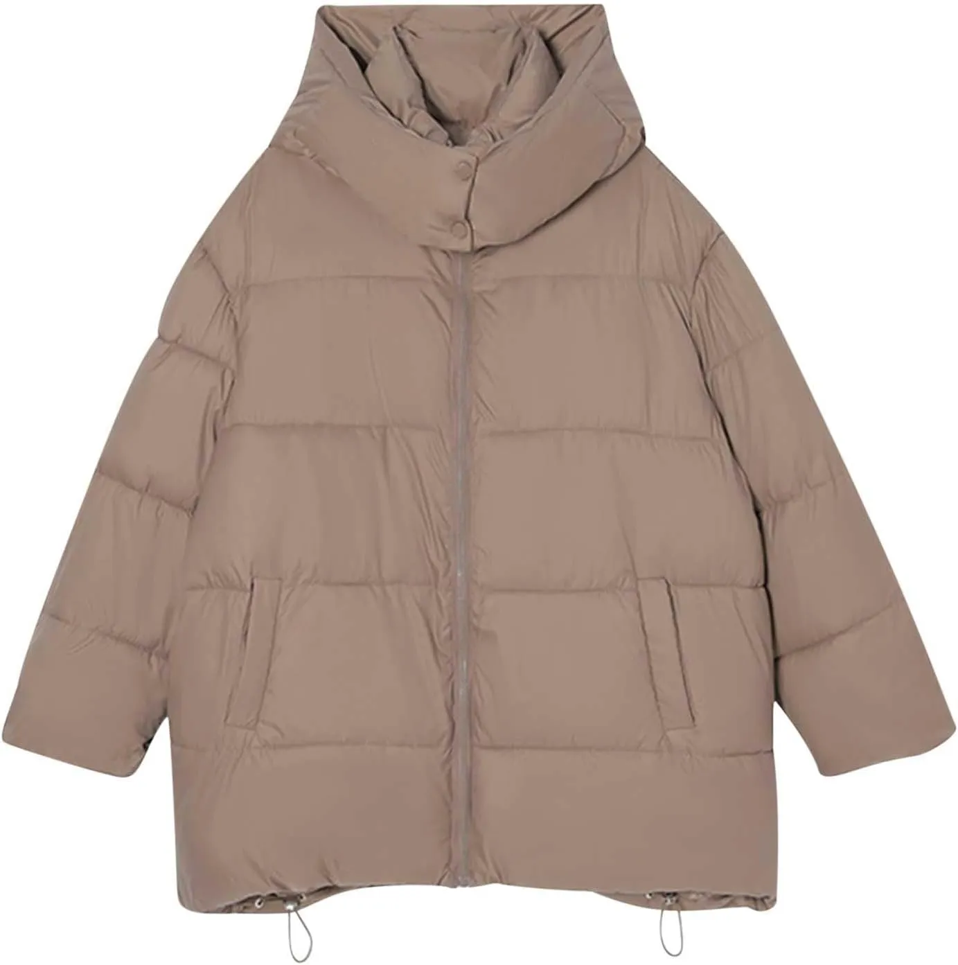 Warm Winter Coats for Women 2025 Trendy Solid Color Hooded Puffer Jacket Down Coat Zipper Puffy Bread Jackets