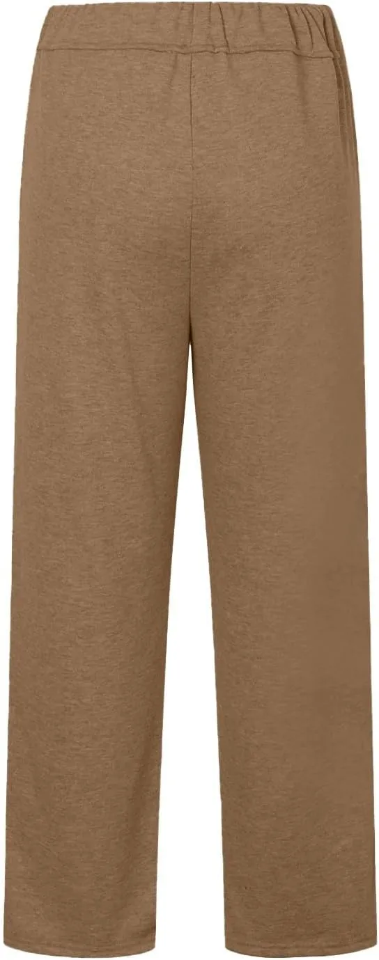 Wide Leg Sweatpants Women Y2k Baggy High Waisted Fleece Lined Joggers Casual Comfy Solid Sweat Pants with Pockets