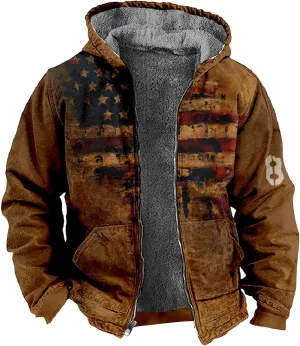 Winter Coats For Men With Hood Fleece Lined Zipper Graphic Coat Motorcycle Heavy Big And Tall Jacket