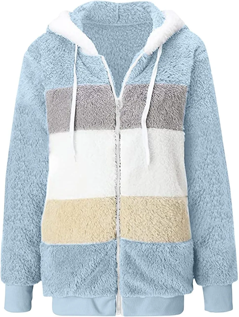 Winter Coats for Women 2024 Trendy Fuzzy Fleece Zip Up Hooded Jackets Lightweight Fluffy Sherpa Outerwear, Large
