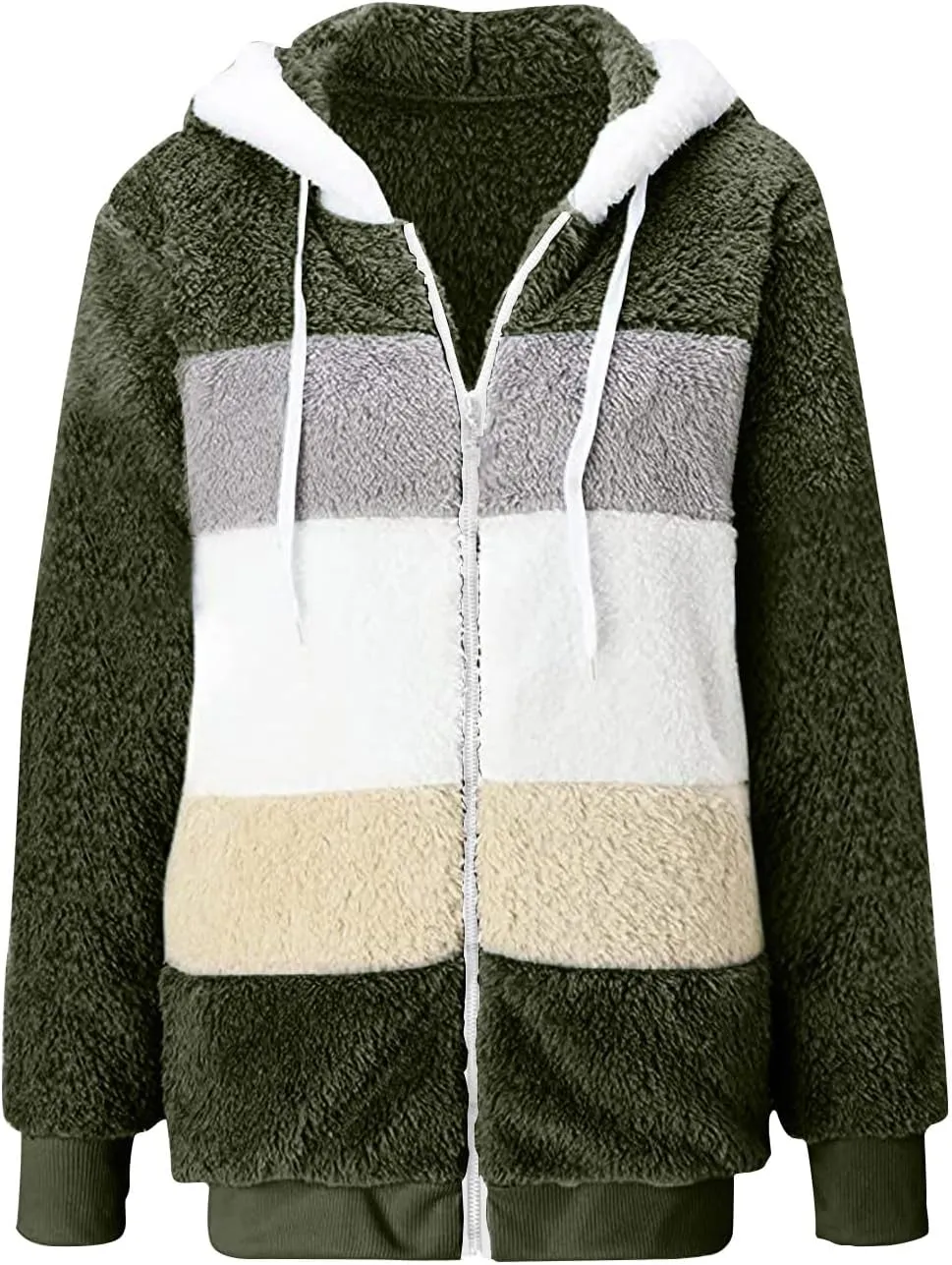 Winter Coats for Women 2024 Trendy Fuzzy Fleece Zip Up Hooded Jackets Lightweight Fluffy Sherpa Outerwear, Large