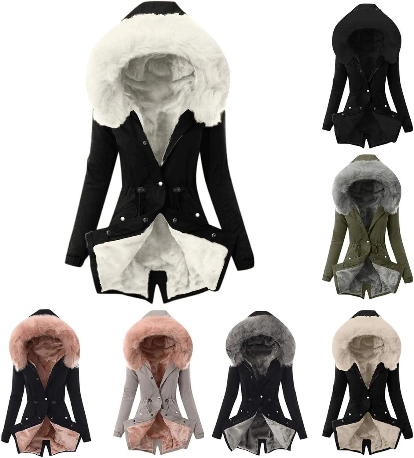 Winter Coats for Women Warm Lamb Wool Coat Mid Length Sherpa Thick Jackets with Hood Parka Jacket