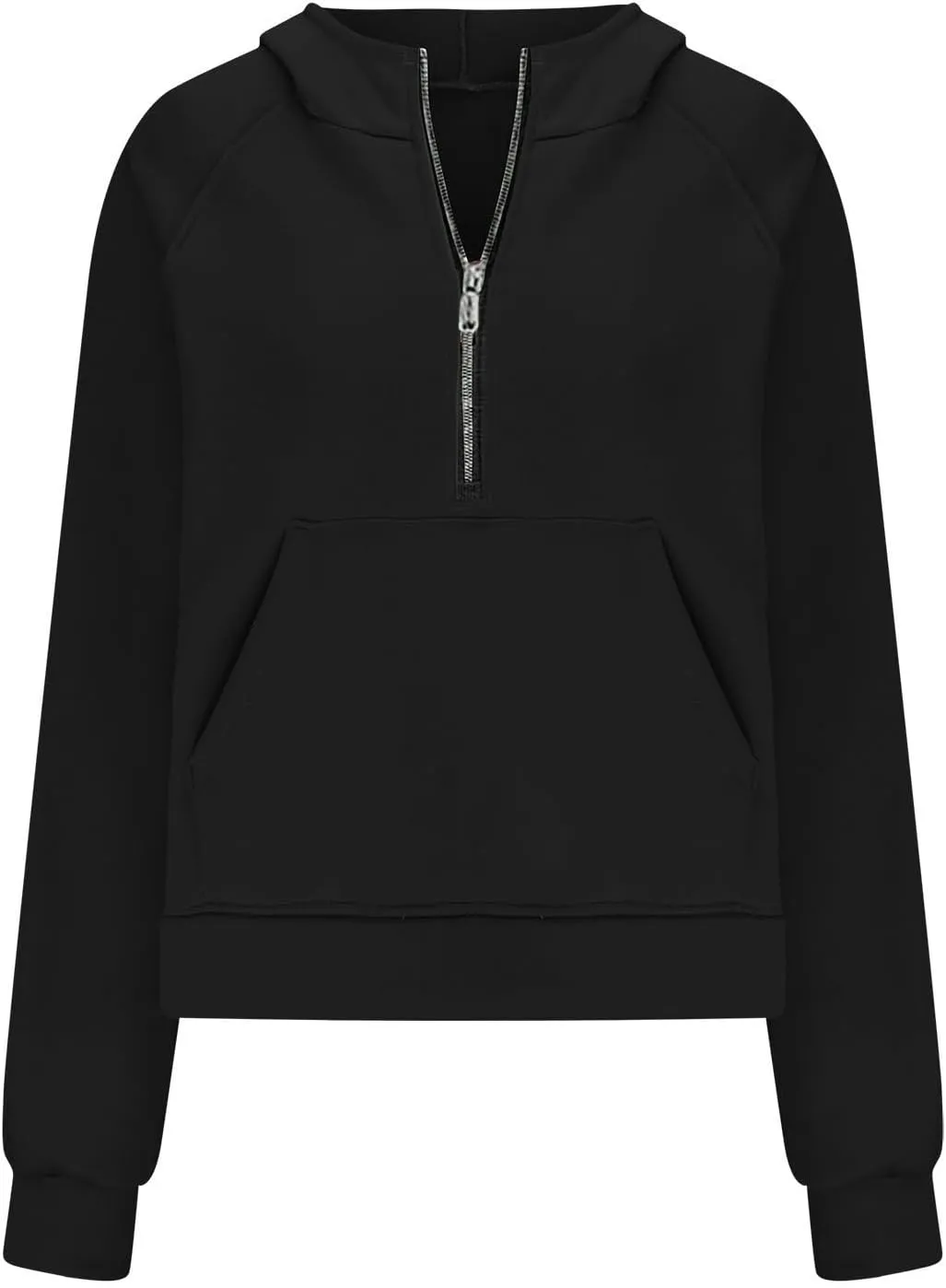Women Cropped Sweatshirt Fashion Hoodies Casual Long Sleeve Half Zip Fleece Pullover Loose Workout Jackets with Pockets