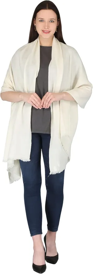 Women Handwoven Pure Merino Wool Kullu Shawl, Cashmere Stylish Wrap Scarf Long Solid Stole Wrap