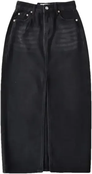 Women High Waist Denim Skirts A-Line Full Stretch Split Loose Fit Femme Elegant Denim Bottoms