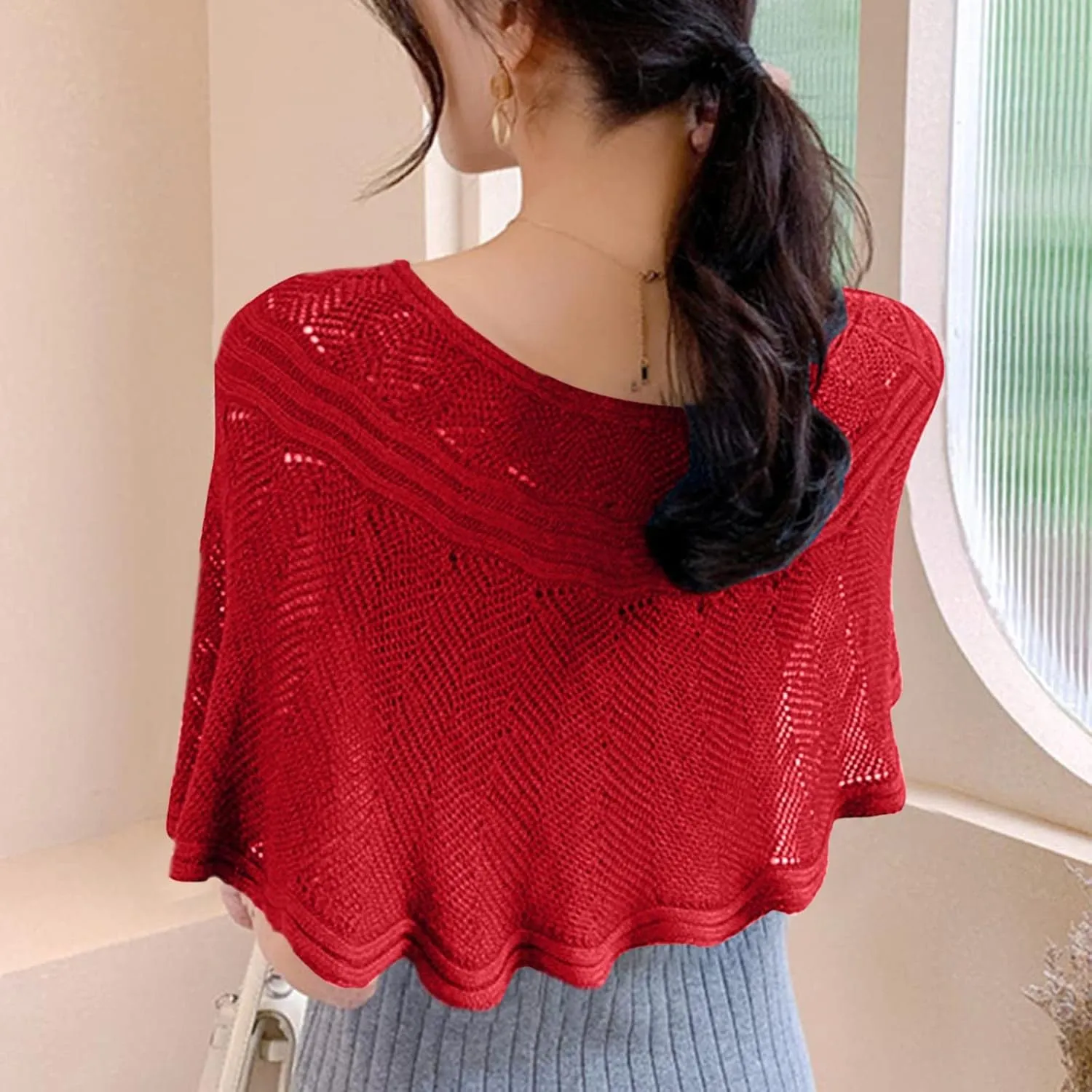 Women Knitted Shawl Wrap Blanket Poncho Cape Oversized Elegant Cardigan Sweater Scarf Open Front Coat Holiday Gifts